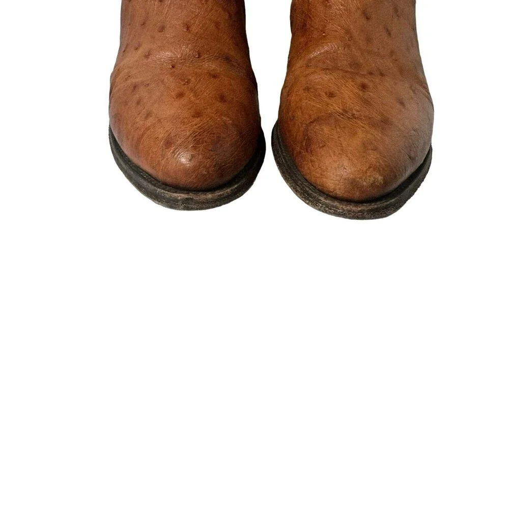 Dan Post Two Tone Brown Ostrich Leather Cowboy Boots Men 9.5 D